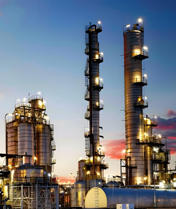 Large storage tank farm at night