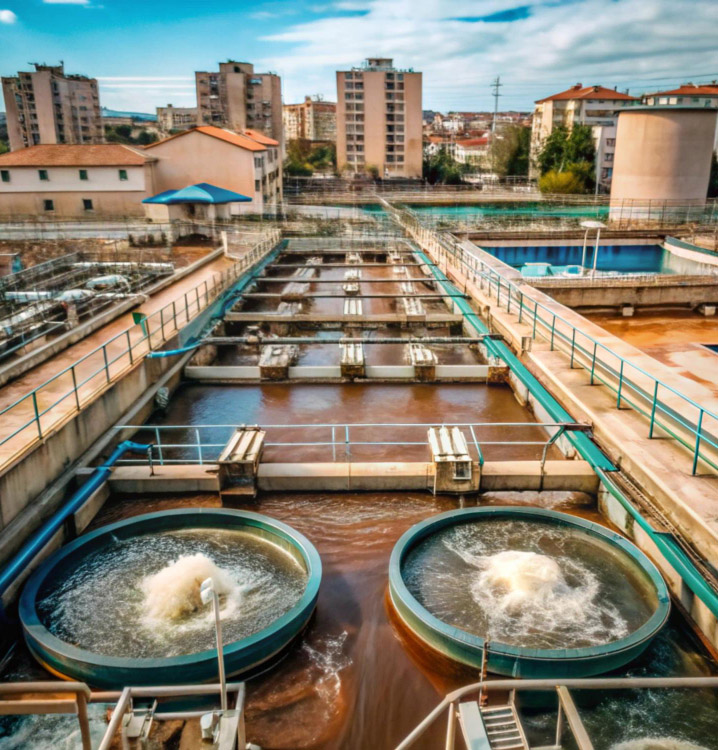 Waterwaste treatement near the factory